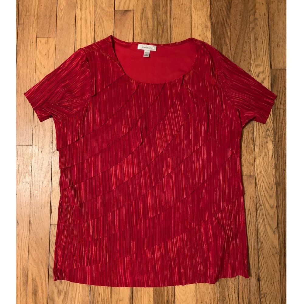 Dress Barn Red Short-sleeve Ruffled Shirt